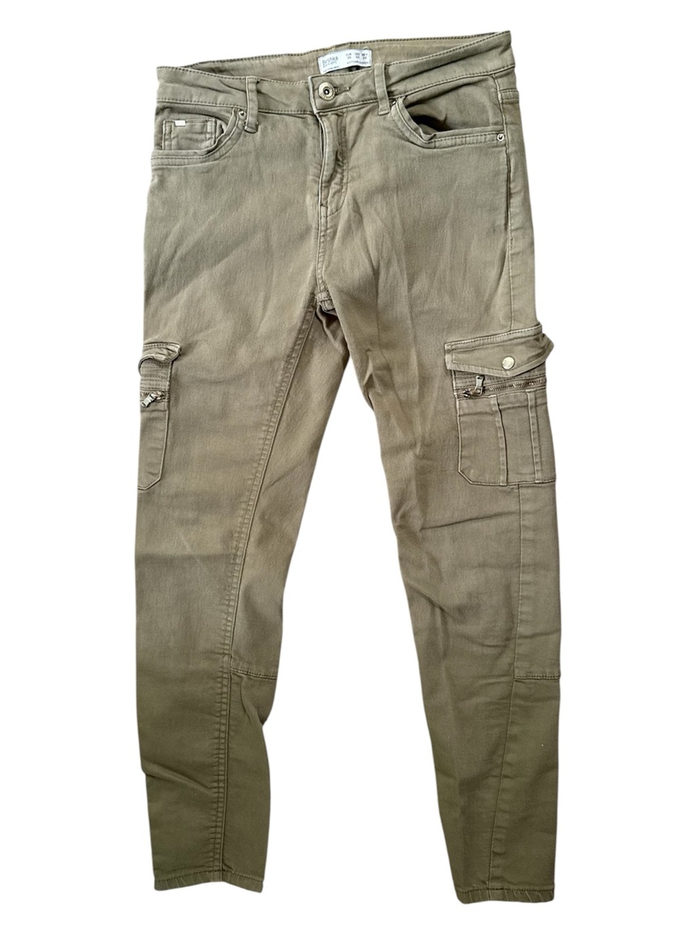 Bershka Olive Green Skinny Cargo Pants - Size 4
